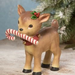 Bethany Lowe New! Retro Reindeer With Candy Cane