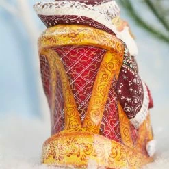 The Holiday Barn Christmas Santa In Rocking Chair, Hand Carved Wood