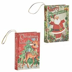 Raz Retro Christmas Book Ornaments