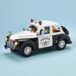 The Holiday Barn Santa Driving A Police Car Music Box