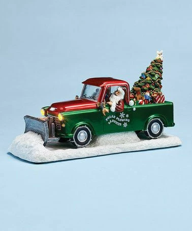 The Holiday Barn Santa's Plow Truck Music Box