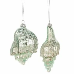 Seasons Of Cannon Falls Sea Green Shell Ornaments Christmas