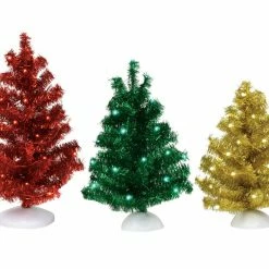 Department 56 New! Shiny & Bright Lighted Tinsel Tree Set