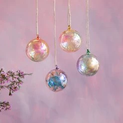 Glitterville Splatter Art Glass Ball Ornaments New!