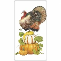 Mary Lake-Thompson Turkey Pumpkin Stack Kitchen Towel