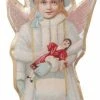 ShiShi Victorian Girl Christmas Angel Ornament, Decoupge On Metal