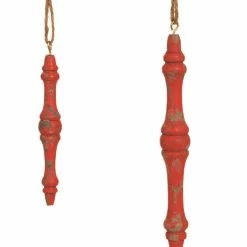 Sage & Co. Christmas Vintage Red Turned Wood Finial Ornaments