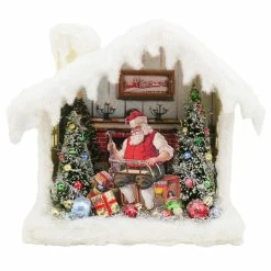Seasons Of Cannon Falls Christmas Vintage Santa House Shadowbox With LED Light