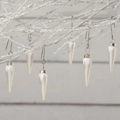 Bethany Lowe White Pearl Icicle Mini Ornaments New!