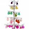 Cody Foster New! White Tinsel Tree Decorated With Colorful Glass Ornaments, 16.5"