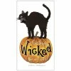 Mary Lake-Thompson Wicked Black Cat On Pumpkin Towel