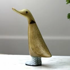 Dcuk Wooden Duck With Blue Welly Boots, Medium New!